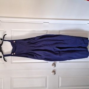 Wide leg overall jumpsuit